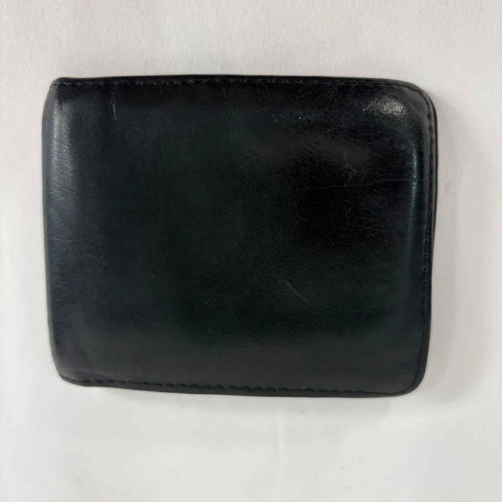 California Women Bifold Wallet Black Leather Rainbow Triangle Patch Vintage